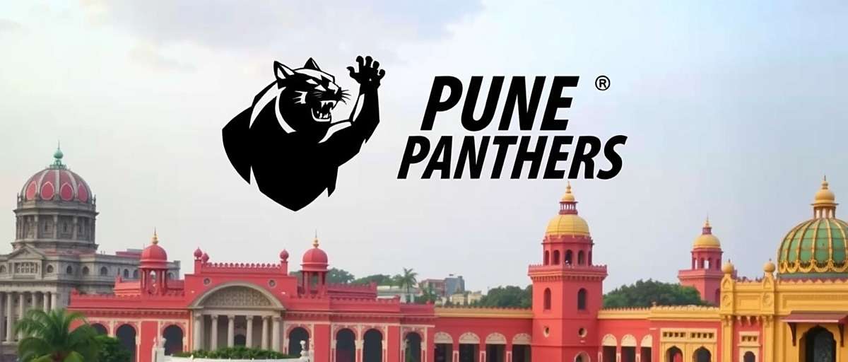 Pune Panthers Logo with Pune Skyline Pune Panthers logo displayed against iconic Pune landmarks